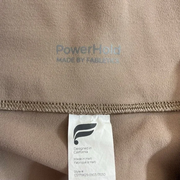 Fabletics women's tan powerhold tummy control stretch athletic active leggings L - Picture 6 of 9
